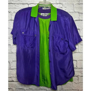 Vintage 80s 100% silk SK & Company 2pc top set, M.